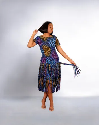 Dancing Daisy Multicolor Handmade Fringe Ready to Wear Dress